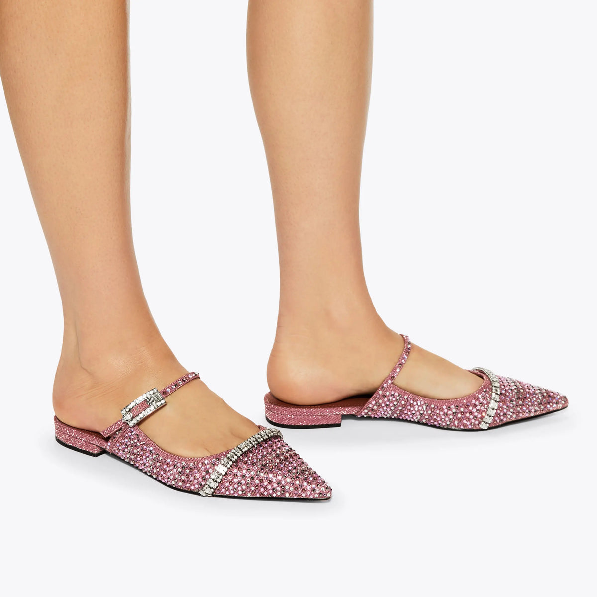 STRASS BUCKLE FLAT MULE