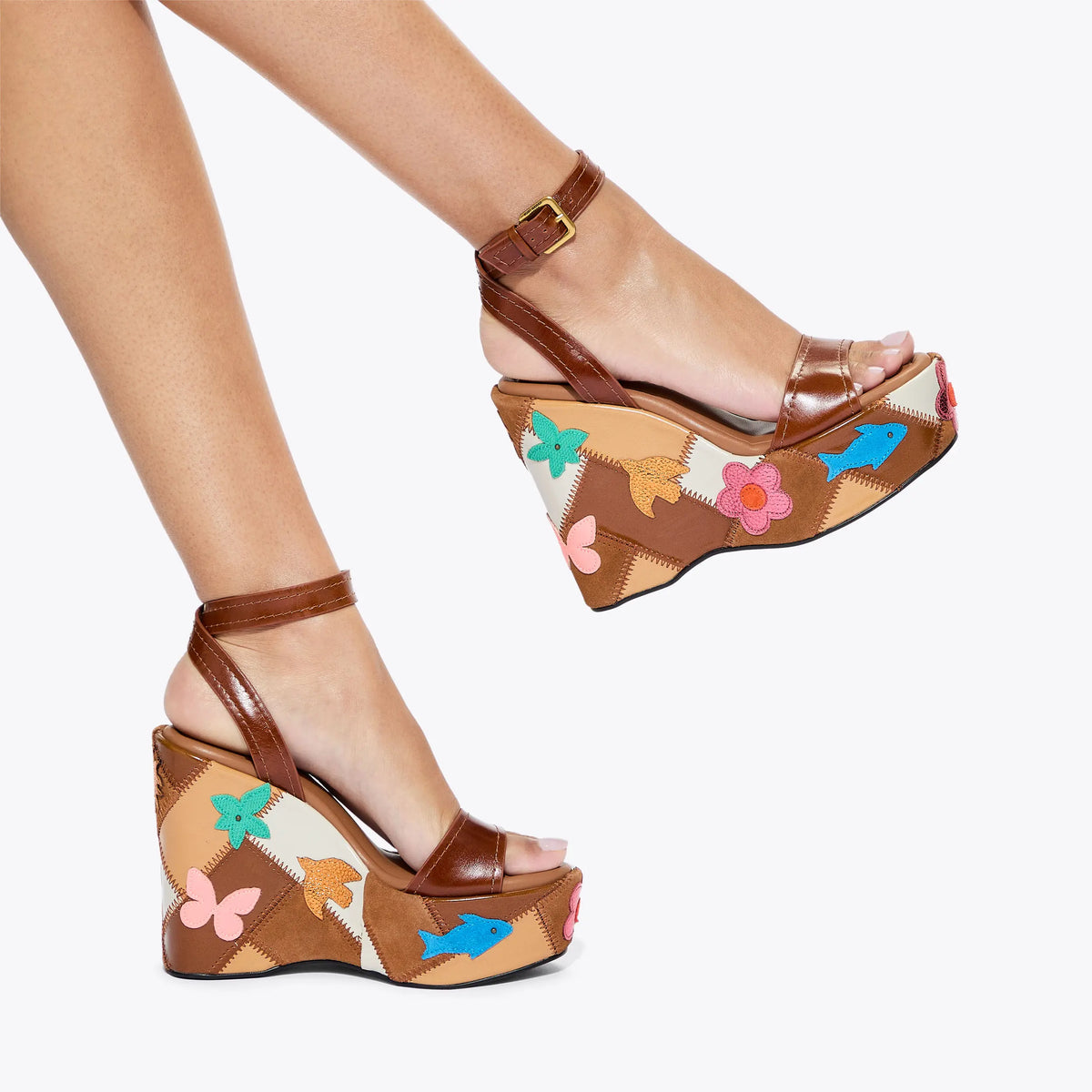 PATCHWORK PLATFORM WEDGE HEEL