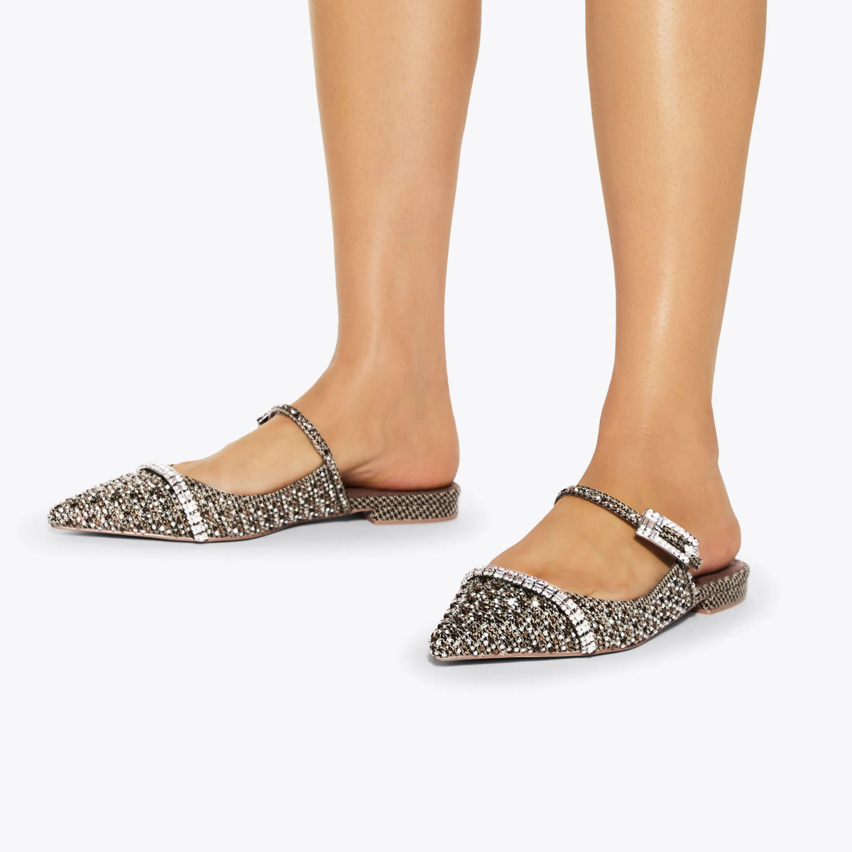 STRASS BUCKLE FLAT MULE