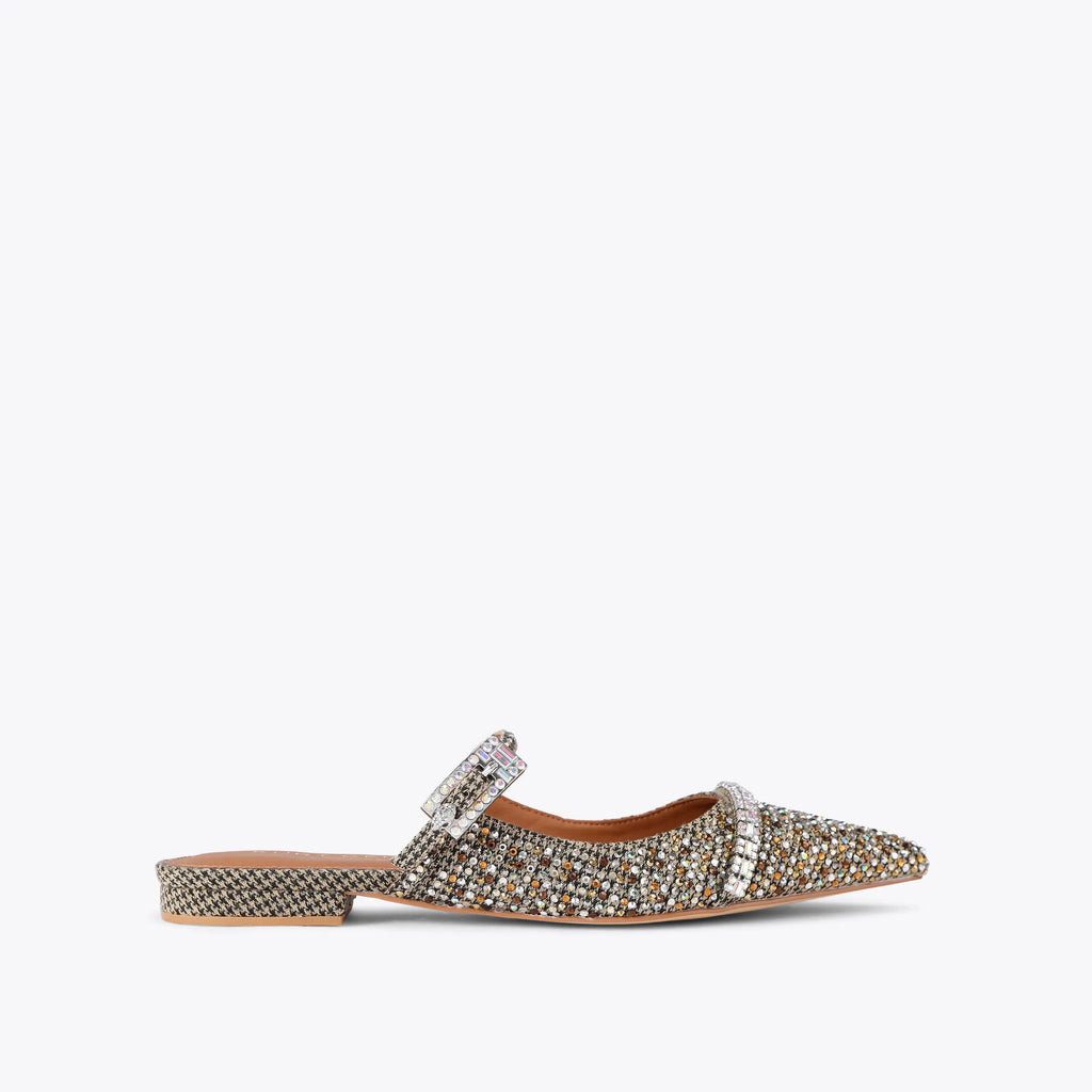 STRASS BUCKLE FLAT MULE